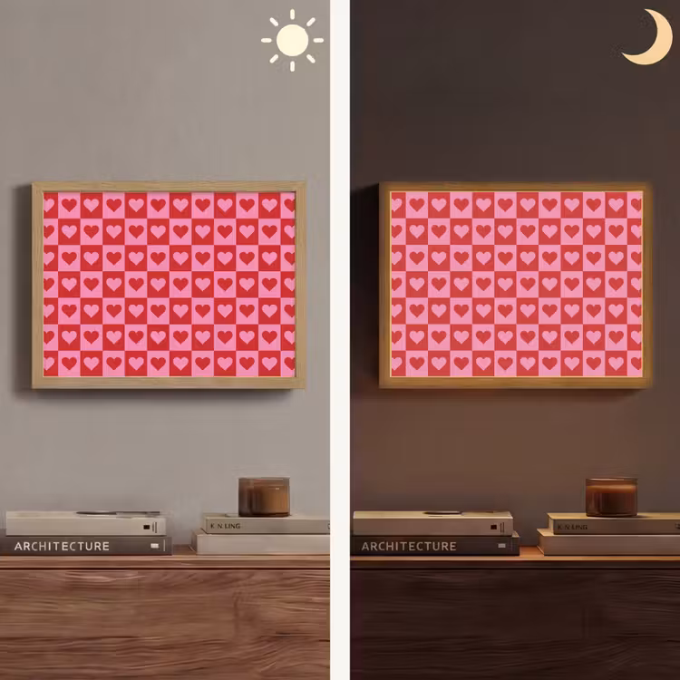 Lightbox - Wandlamp - Rood - Roze - Schaakbord - Valentijn — 6