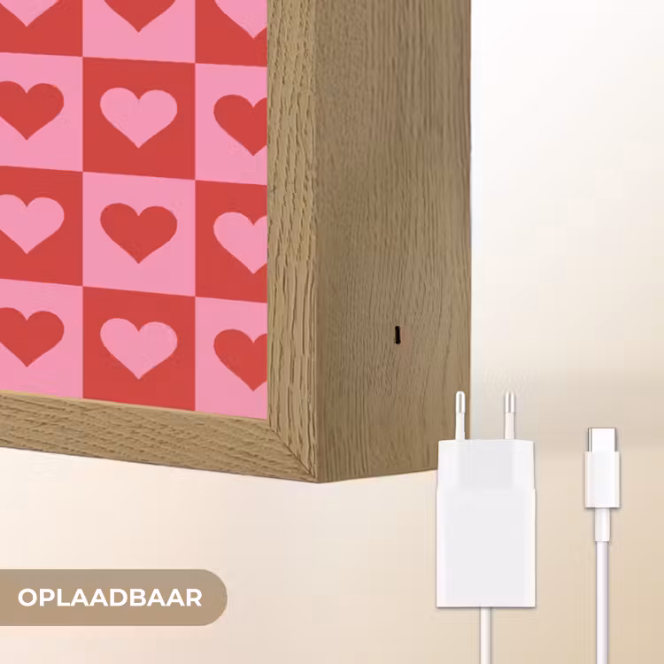 Lightbox - Wandlamp - Rood - Roze - Schaakbord - Valentijn — 7