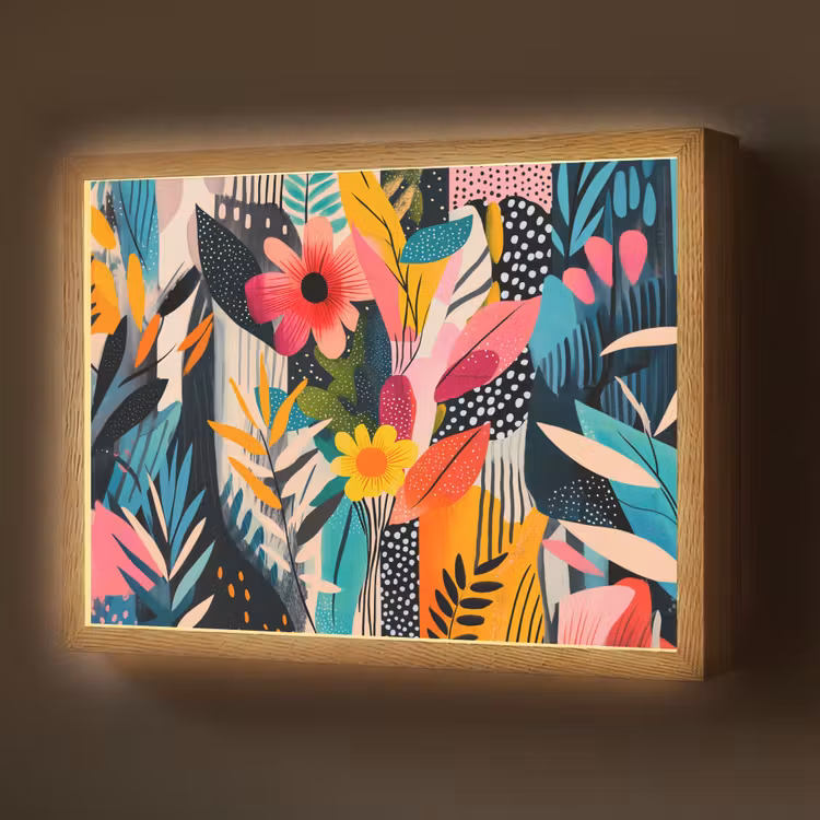 Lightbox - Wandlamp - Schilderij - Abstract - Bloemen - Roze — 1
