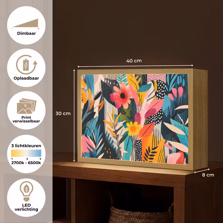 Lightbox - Wandlamp - Schilderij - Abstract - Bloemen - Roze — 10