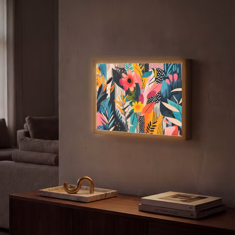 Lightbox - Wandlamp - Schilderij - Abstract - Bloemen - Roze — 2