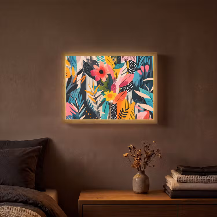 Lightbox - Wandlamp - Schilderij - Abstract - Bloemen - Roze — 3