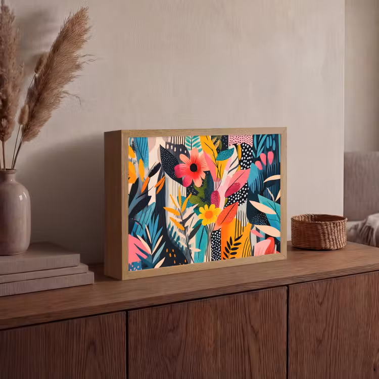 Lightbox - Wandlamp - Schilderij - Abstract - Bloemen - Roze — 4
