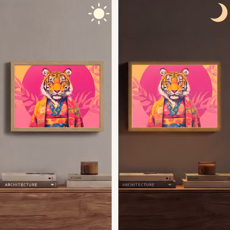 Lightbox - Wandlamp - Tijger - Kimono - Planten - Roze — 6