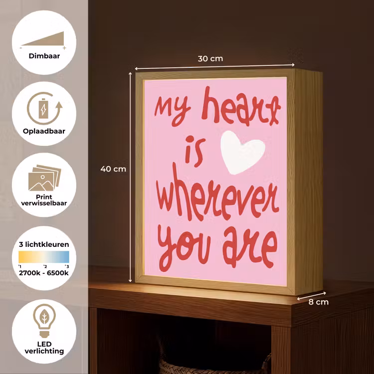 Lightbox - Wandlamp - Valentijn - Hart - Liefde - Roze — 9