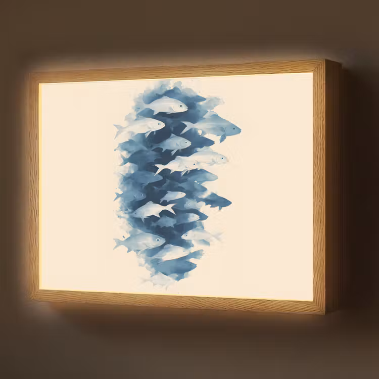Lightbox - Wandlamp - Vissen - Minimalistisch - Blauw — 1