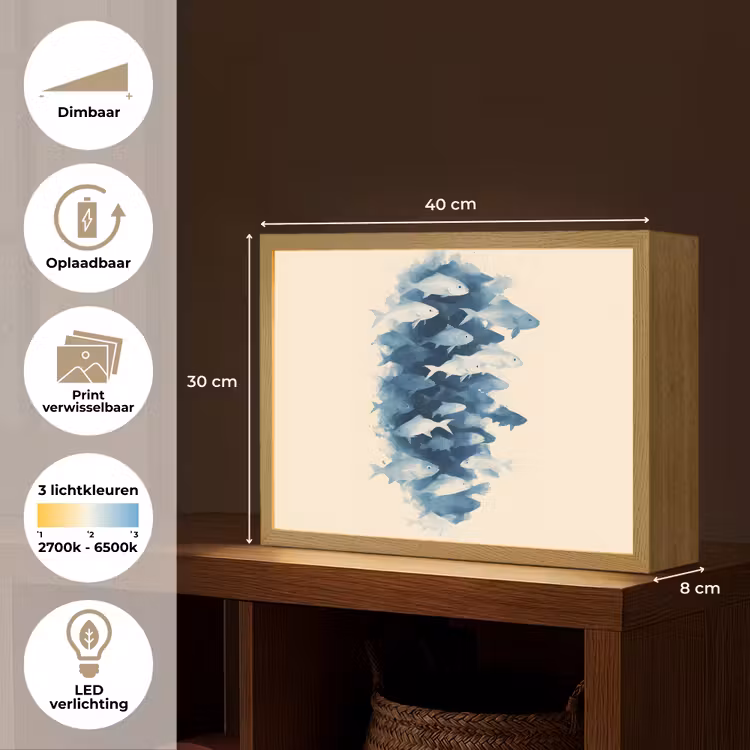 Lightbox - Wandlamp - Vissen - Minimalistisch - Blauw — 10