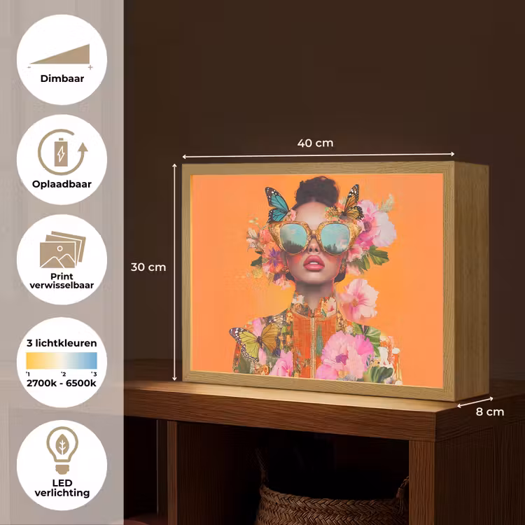 Lightbox - Wandlamp - Vlinders - Vrouw - Zonnebril - Kleurrijk — 10