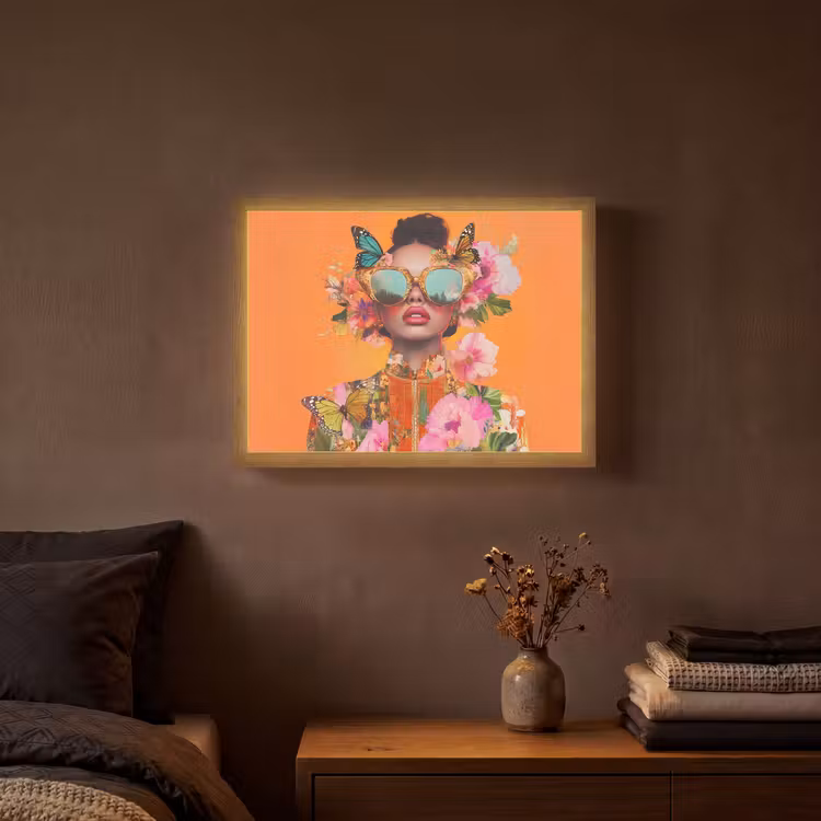Lightbox - Wandlamp - Vlinders - Vrouw - Zonnebril - Kleurrijk — 3