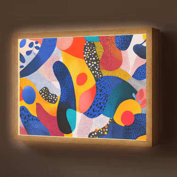Lightbox - Wandlamp - Vormen - Abstract - Stippels - Blauw — 1
