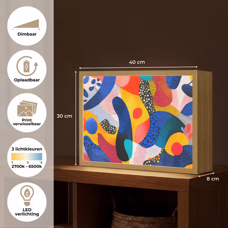 Lightbox - Wandlamp - Vormen - Abstract - Stippels - Blauw — 10