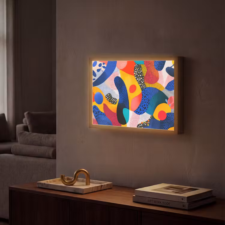 Lightbox - Wandlamp - Vormen - Abstract - Stippels - Blauw — 2
