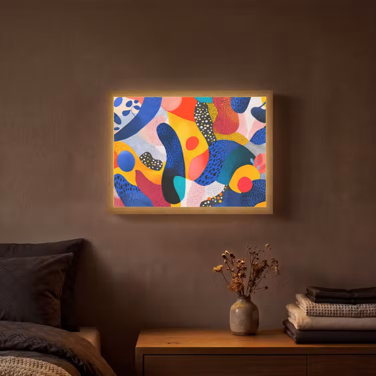 Lightbox - Wandlamp - Vormen - Abstract - Stippels - Blauw — 3