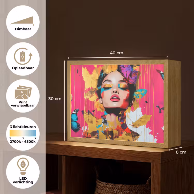 Lightbox - Wandlamp - Vrouw - Abstract - Kleurrijk — 10