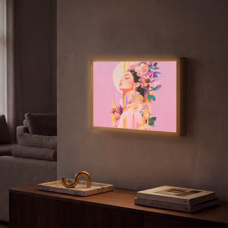 Lightbox - Wandlamp - Vrouw - Bloemen - Paars - Abstract — 2