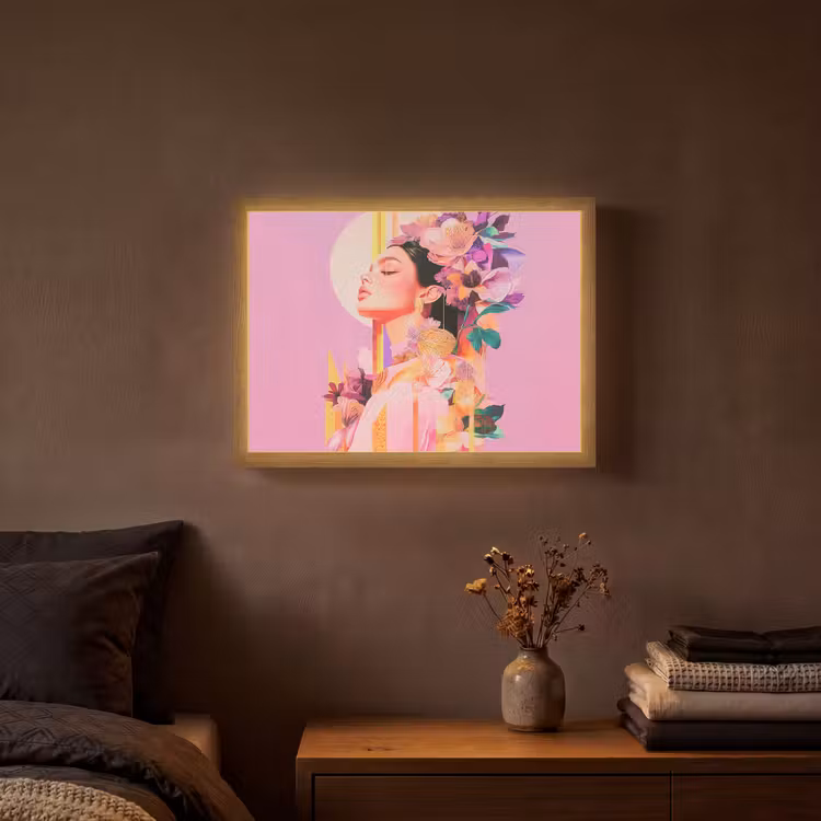 Lightbox - Wandlamp - Vrouw - Bloemen - Paars - Abstract — 3
