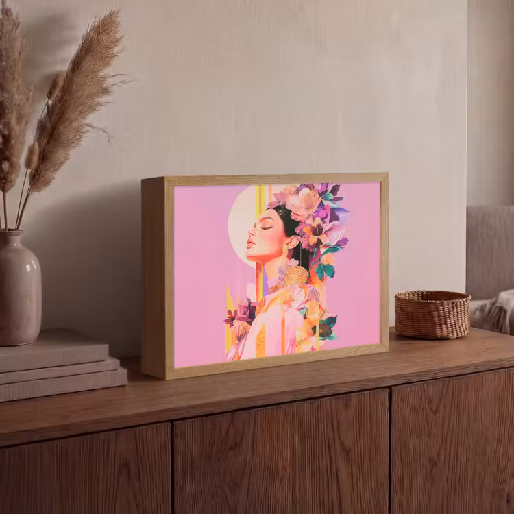Lightbox - Wandlamp - Vrouw - Bloemen - Paars - Abstract — 4