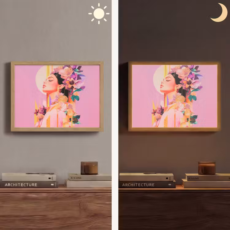 Lightbox - Wandlamp - Vrouw - Bloemen - Paars - Abstract — 6