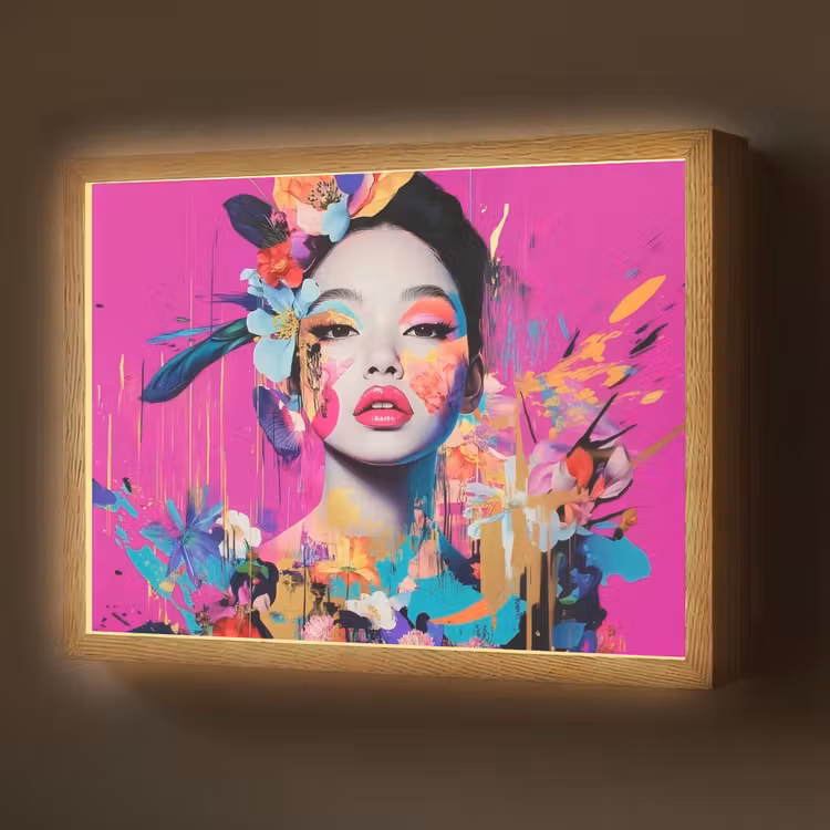 Lightbox - Wandlamp - Vrouw - Portret - Abstract - Paars — 1