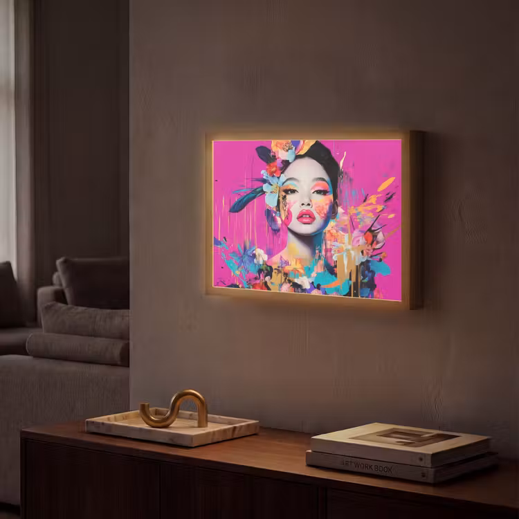 Lightbox - Wandlamp - Vrouw - Portret - Abstract - Paars — 2