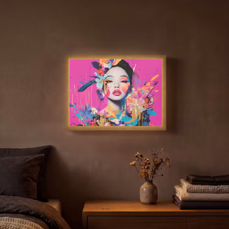 Lightbox - Wandlamp - Vrouw - Portret - Abstract - Paars — 3