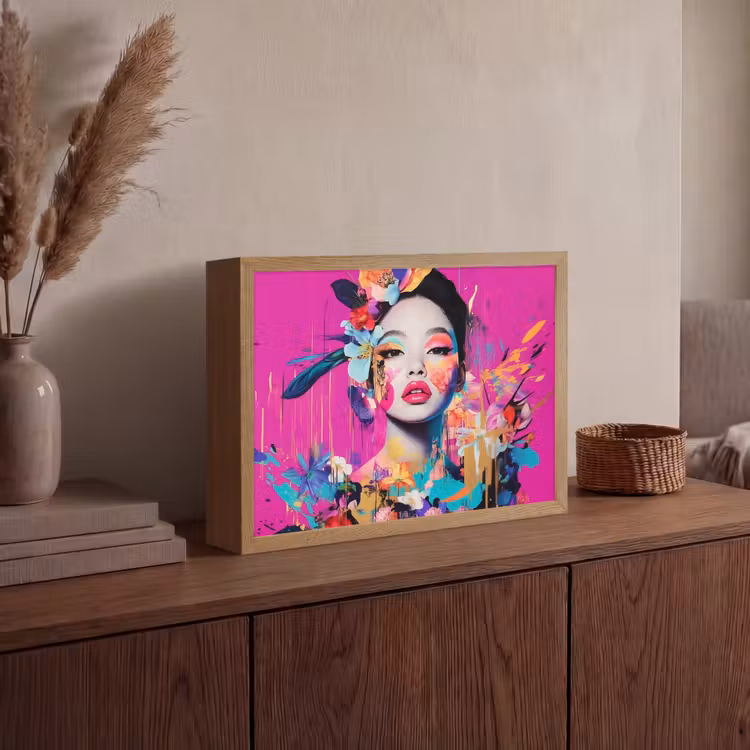Lightbox - Wandlamp - Vrouw - Portret - Abstract - Paars — 4