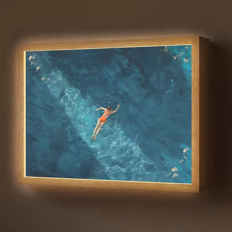 Lightbox - Wandlamp - Vrouw - Water - Bikini - Oranje — 1