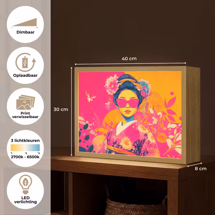 Lightbox - Wandlamp - Vrouw - Zonnebril - Abstract - Oranje — 10