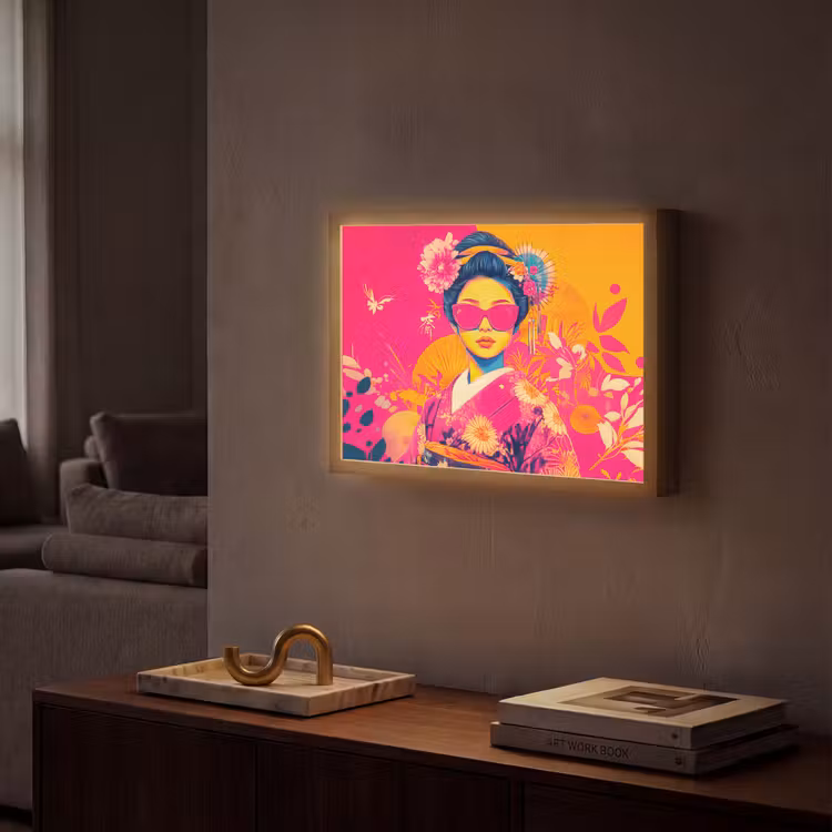 Lightbox - Wandlamp - Vrouw - Zonnebril - Abstract - Oranje — 2