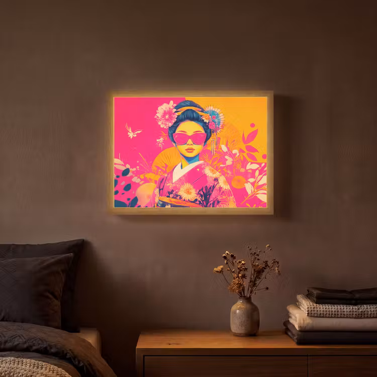 Lightbox - Wandlamp - Vrouw - Zonnebril - Abstract - Oranje — 3