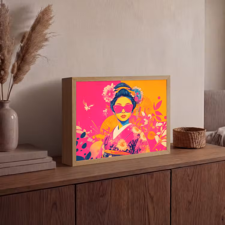 Lightbox - Wandlamp - Vrouw - Zonnebril - Abstract - Oranje — 4