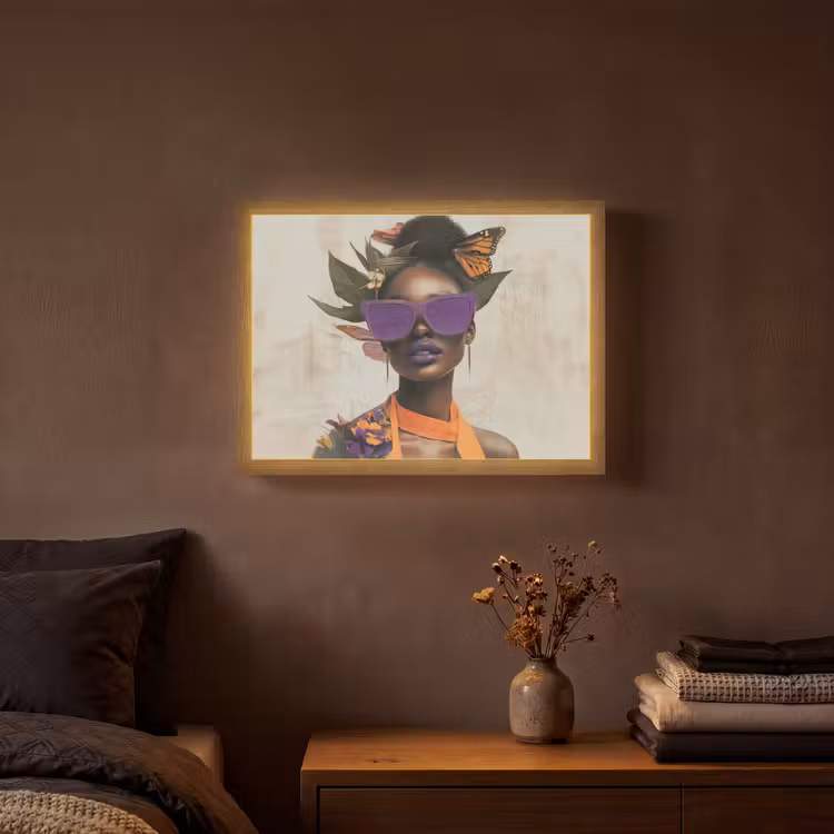 Lightbox - Wandlamp - Vrouw - Zonnebril - Vlinder - Bloemen — 3