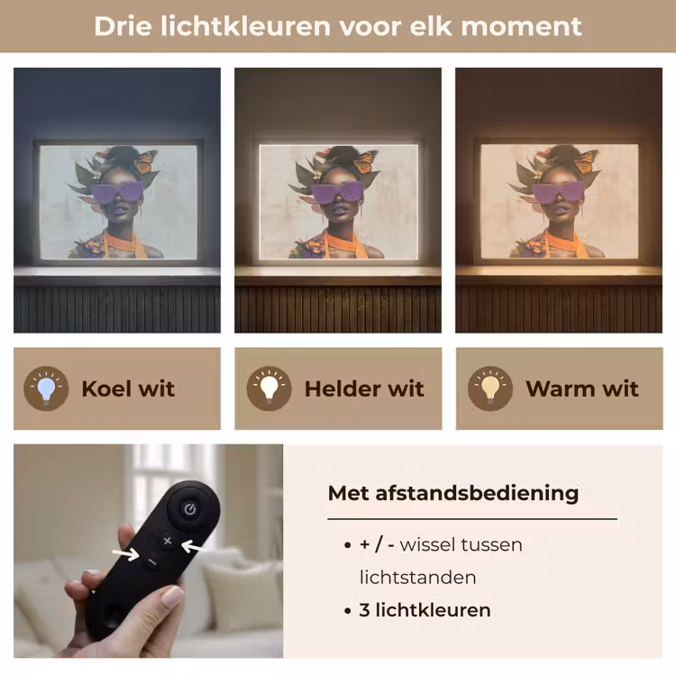Lightbox - Wandlamp - Vrouw - Zonnebril - Vlinder - Bloemen — 8