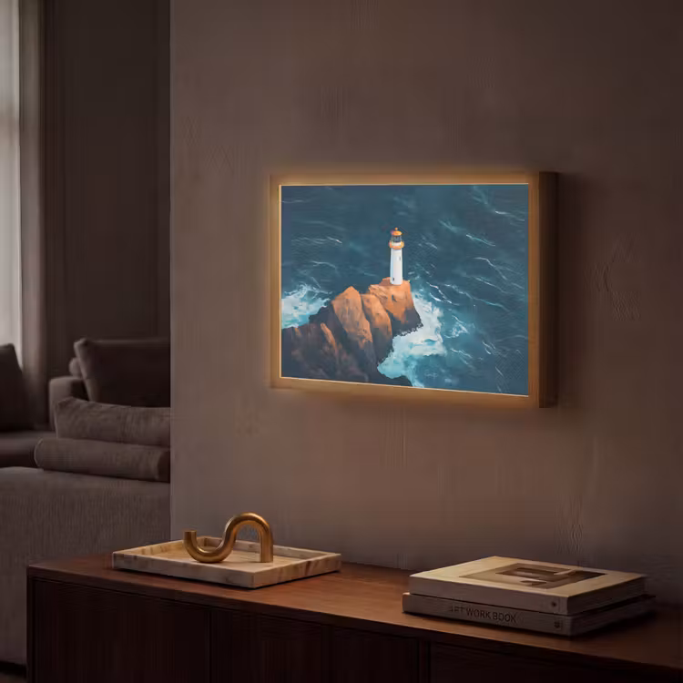 Lightbox - Wandlamp - Vuurtoren - Rots - Zee - Golven — 2