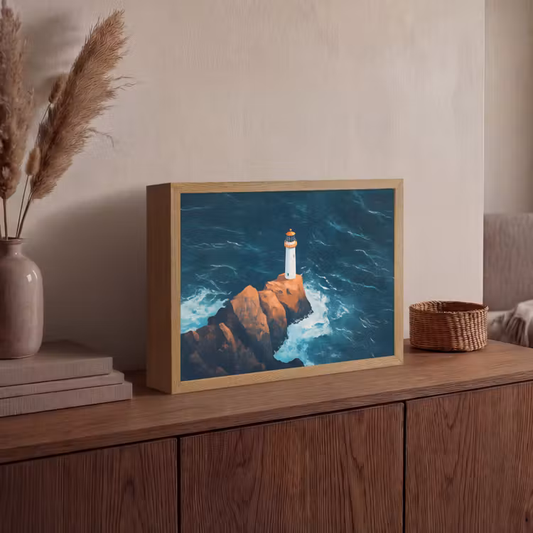 Lightbox - Wandlamp - Vuurtoren - Rots - Zee - Golven — 4