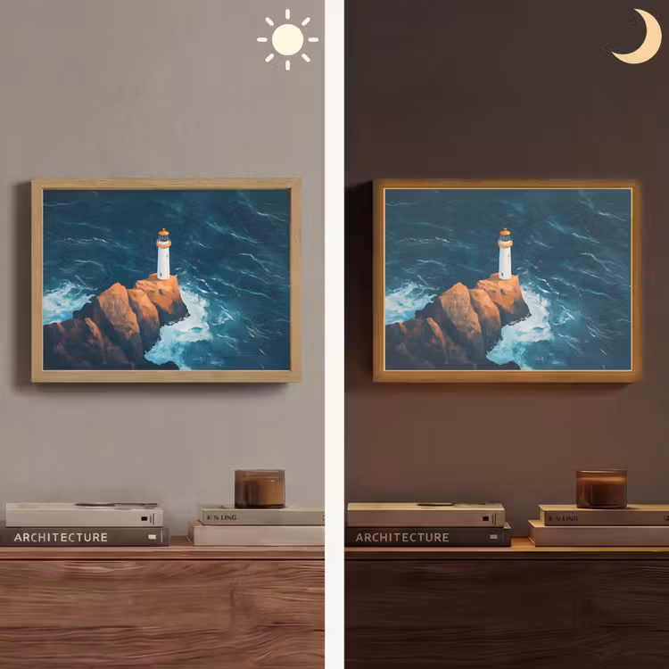 Lightbox - Wandlamp - Vuurtoren - Rots - Zee - Golven — 6