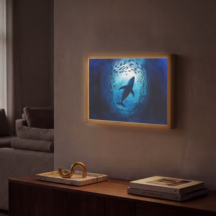 Lightbox - Wandlamp - Walvis - Vissen - Donkerblauw — 2