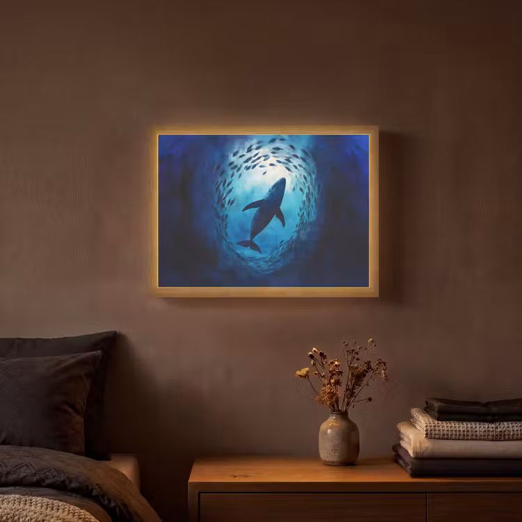 Lightbox - Wandlamp - Walvis - Vissen - Donkerblauw — 3