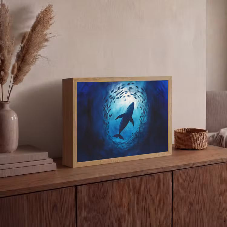 Lightbox - Wandlamp - Walvis - Vissen - Donkerblauw — 4