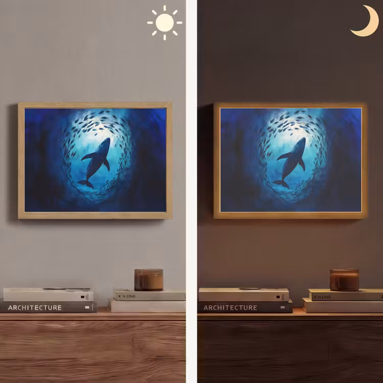 Lightbox - Wandlamp - Walvis - Vissen - Donkerblauw — 6
