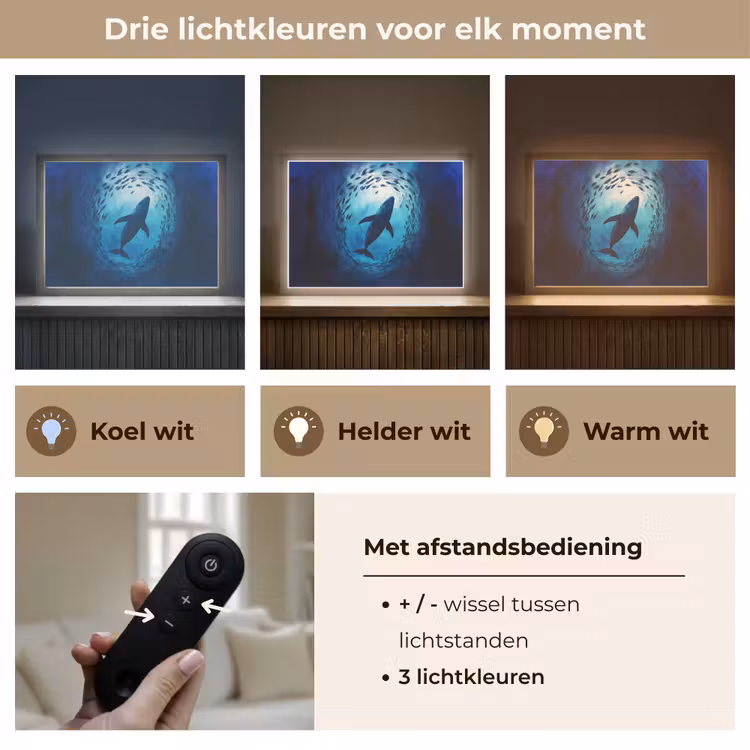 Lightbox - Wandlamp - Walvis - Vissen - Donkerblauw — 8