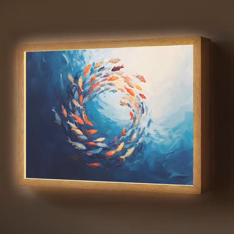 Lightbox - Wandlamp - Zee - Vissen - Kleurrijk - Dynamisch — 1