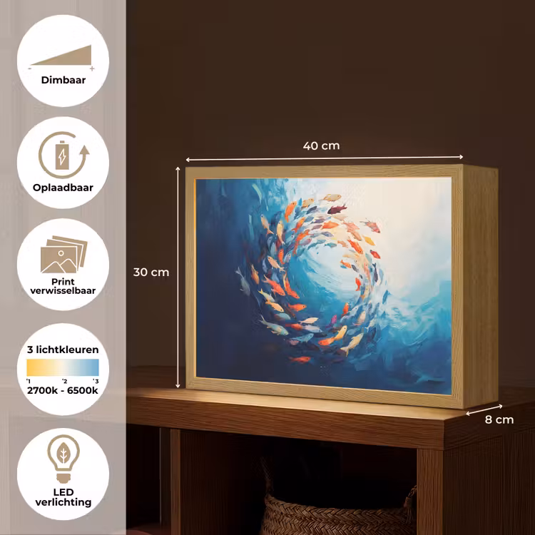 Lightbox - Wandlamp - Zee - Vissen - Kleurrijk - Dynamisch — 10