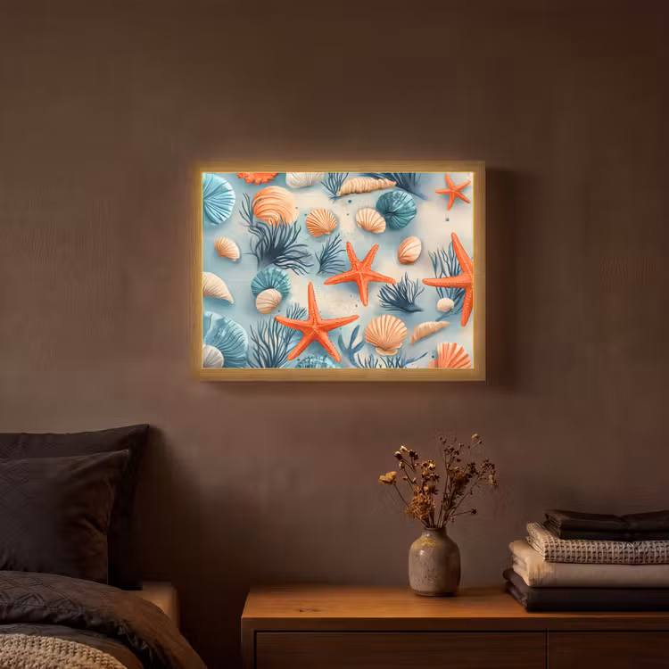 Lightbox - Wandlamp - Zeesterren - Schelpen - Illustratie - Zand — 3