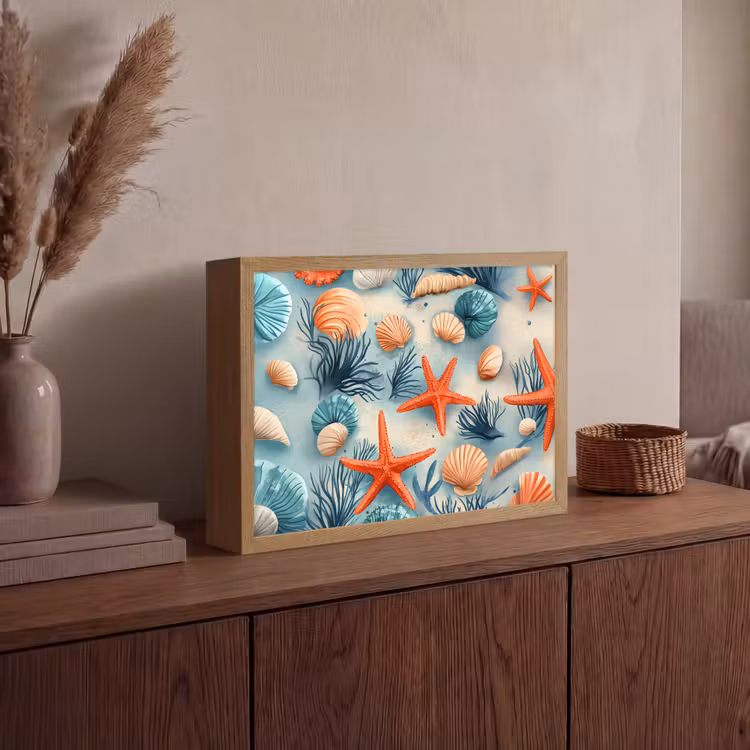 Lightbox - Wandlamp - Zeesterren - Schelpen - Illustratie - Zand — 4