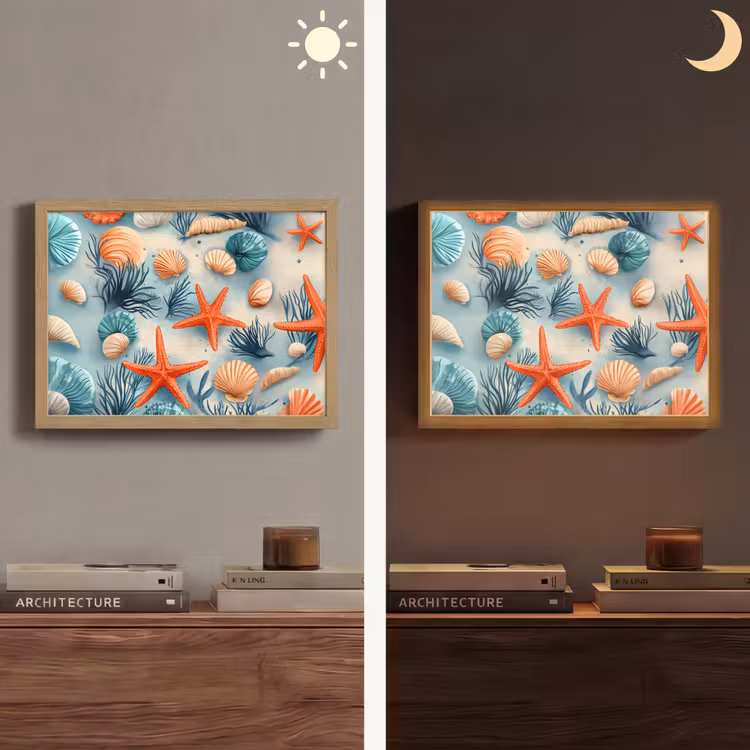 Lightbox - Wandlamp - Zeesterren - Schelpen - Illustratie - Zand — 6
