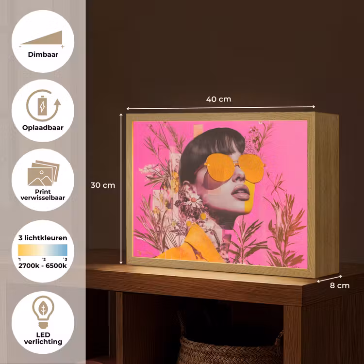 Lightbox - Wandlamp - Zonnebril - Oranje - Vrouw - Planten — 10