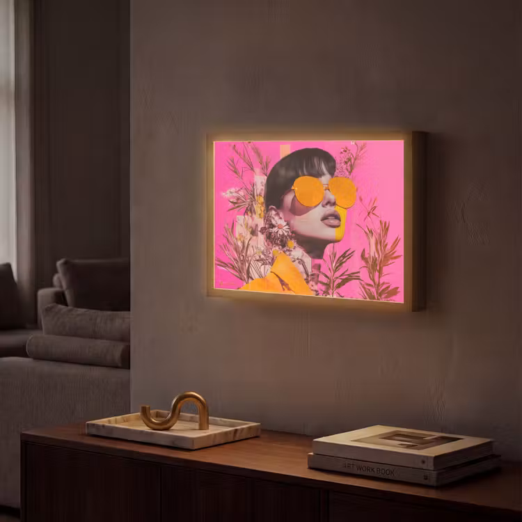 Lightbox - Wandlamp - Zonnebril - Oranje - Vrouw - Planten — 2
