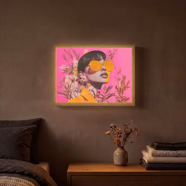 Lightbox - Wandlamp - Zonnebril - Oranje - Vrouw - Planten — 3