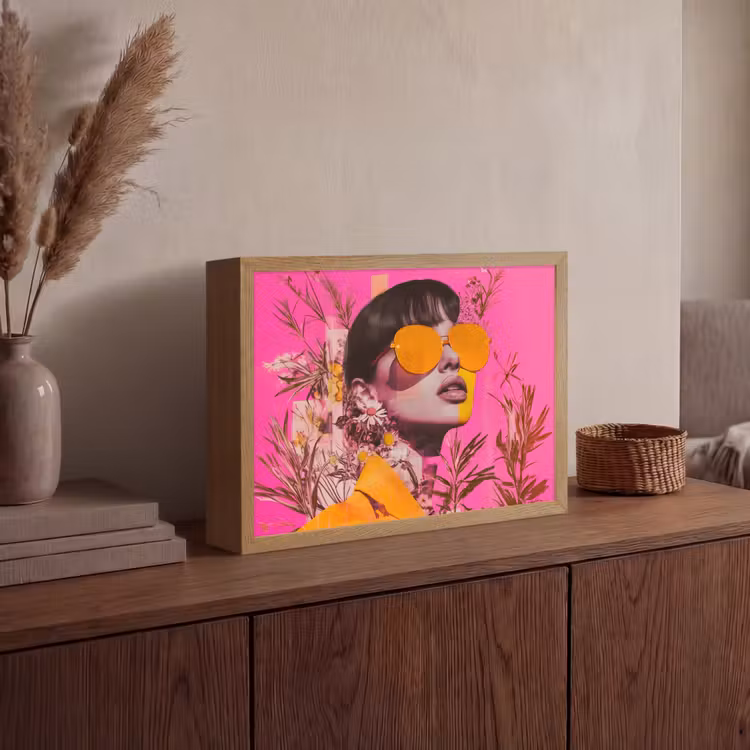Lightbox - Wandlamp - Zonnebril - Oranje - Vrouw - Planten — 4